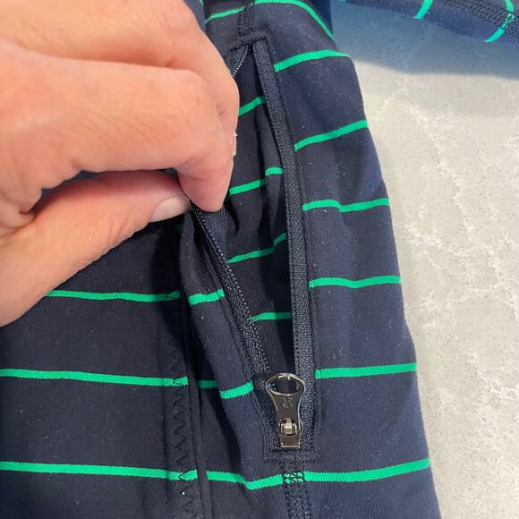 Lululemon women's striped athletic zip jacket size 4 navy green full zip workout - Picture 11 of 14